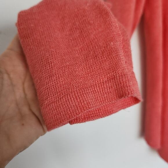 Eileen Fisher Organic Linen Coral‎ Open Front Cardigan XS - Picture 4 of 9